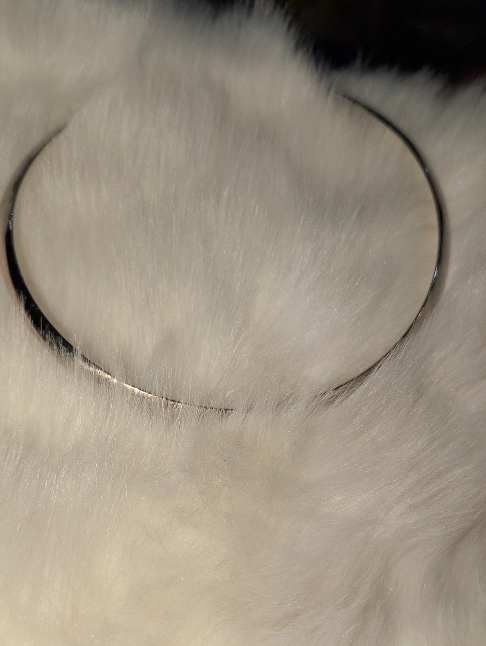 Minimal Silver Toned Metal Choker Necklace Vintage - 80s Era